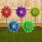 Metal Flower Wind Spinner Garden Stake Yard Art, Lawn Windmill Ornaments - color: Pink