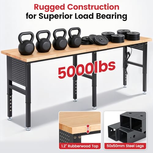 ENJOYWOOD 96 Inch Heavy Duty Work Bench Adjustable Height Work Table - size: 96" Standard