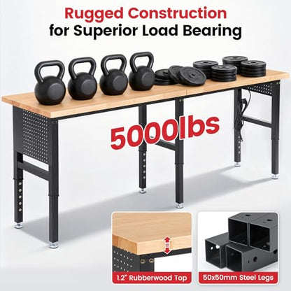 ENJOYWOOD 96 Inch Heavy Duty Work Bench Adjustable Height Work Table - size: 96" Standard