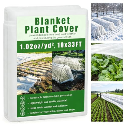 Frost Cloth 10x33FT | Breathable Plant Freeze Protection Garden Row Cover - size: 10*33 FT