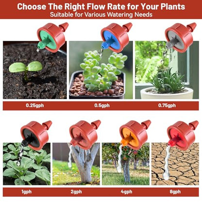 50pcs 0.5 GPH Pressure Compensating Drippers for Drip Irrigation - size: 0.5 GPH 50PCS
