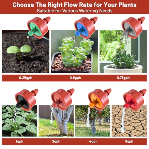 50pcs 1 GPH Pressure Compensating Drippers for Drip Irrigation - size: 1 GPH 50PCS