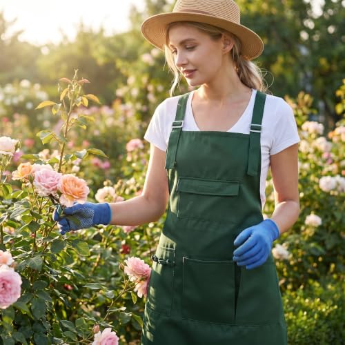 Nanxson Apron with Pockets Cross Back Apron for Hair Stylist Gardening - color: Darkgreen