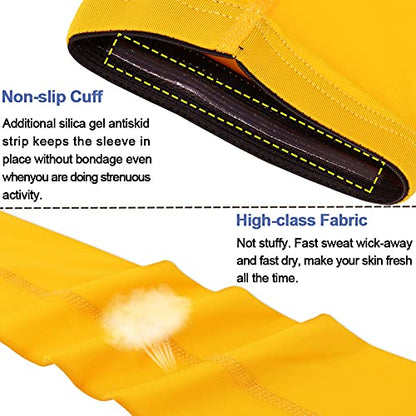 beister UV Protection Arm Sleeves for Men & Women, UPF 61+ Cooling Cover - color: Yellow, size: Large
