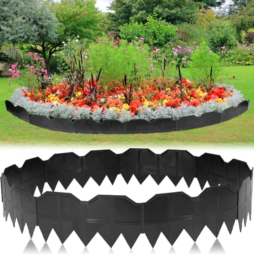 Landscape Edging, No Dig Interlocking Garden Edging Border for Landscaping, Flexible Flower Bed Lawn Edging for Outdoor Pathway, Easy DIY No Stakes, Pound-in, 6'' Tall (Black, 40 FT / 40 Pcs) - size: 40 FT / 40 Pcs