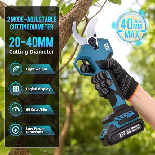 RYOJEGK 1.6" Brushless Electric Pruning Shears with 2x2.0Ah Battery