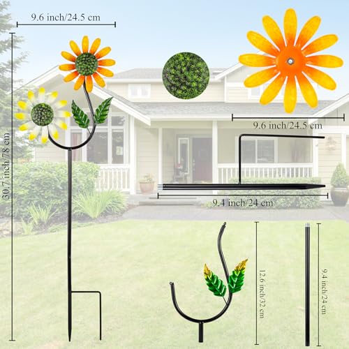 2 Pack Flower Wind Spinners Outdoor - size: 2 Pcs-31x10