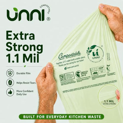UNNI 30-33 Gallon Compostable Bags, 20 Count, 124 L, Extra Thick 1.1 Mil - size: 20 Count (Pack of 1), style: 33 Gallon