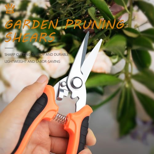 3Pcs Stainless Steel Garden Pruning Shears for Plants(Orange） - color: Orange