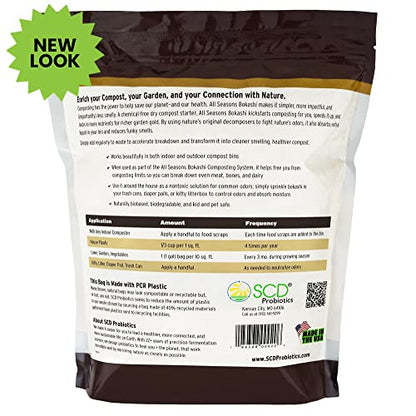 All Seasons Bokashi Compost Starter 2 lbs (1 Gallon) - Dry Bokashi Bran for Kitchen Compost Bin, Compost Food Pet Waste Quickly & Easily with Low Odor by SCD Probiotics - size: 2 lb