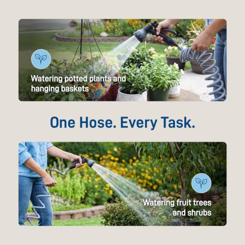 Orbit Coil Garden Hose, 25 ft, with 8-Pattern Nozzle, Gray - 26382 - color: Gray, size: 25 ft