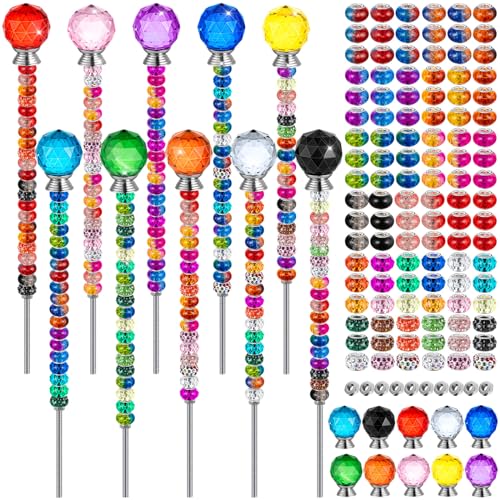 230 Pcs Beaded Garden Stakes DIY Fairy Wand Kit - size: 10 IN Round