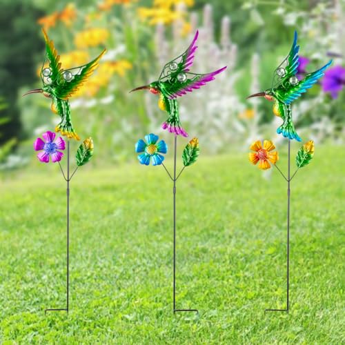 3 Pcs Hummingbird Decorative Garden Stakes for Outdoor Decor - color: Hummingbird-a