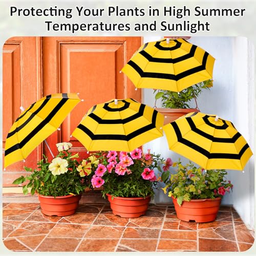 4 Pack Plant Umbrellas, Bee, Yellow 3 - color: Yellow 3, size: Bee