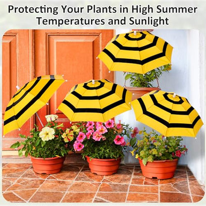 4 Pack Plant Umbrellas, Bee, Yellow 3 - color: Yellow 3, size: Bee