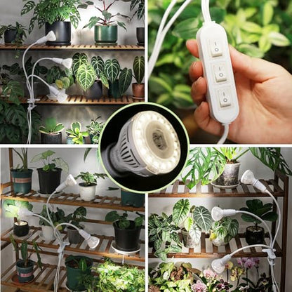 Clip on Plant Light, 30W LED Full Spectrum Bulb, 450W Equivalent - size: 3 Head
