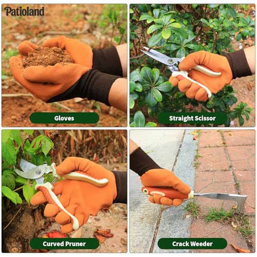 Brown Garden Tools Set 10-Piece, Gardening Gifts for Women Men - color: brown-10pcs