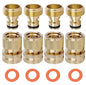 Brass Hose Quick Connect, 3/4 Inch GHT Garden Hose Quick Connector - size: 4 Packs
