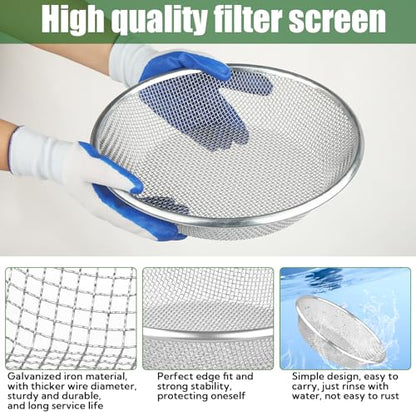 3PCS Soil Sifter for Gardening, Rock Sifter for 5 Gallon Bucket, Compost Dirt Sieve Set with Gloves – Filters Soil, Sawdust, Pebbles, Debris
