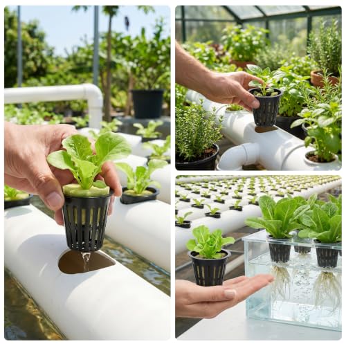 200PCS 2 inch Net Pots Hydroponics Cup Slotted Mesh Net Cup Planting Basket