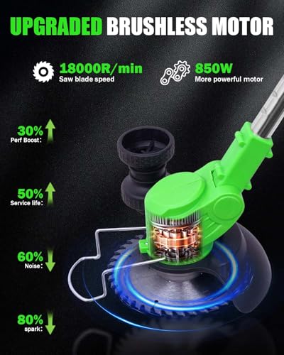 Cordless Weed Wacker, Electric Weed Eater with 21V 2 Batteries