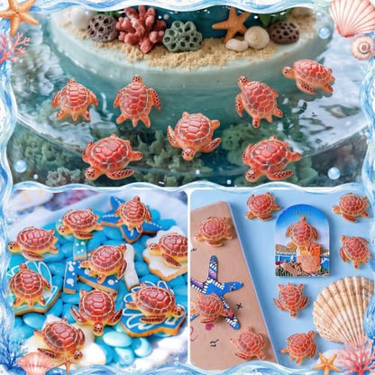 Yerliker 50 Pcs 100 Pcs Mini Sea Turtle Figurines Sea Animals, Brown - color: Brown