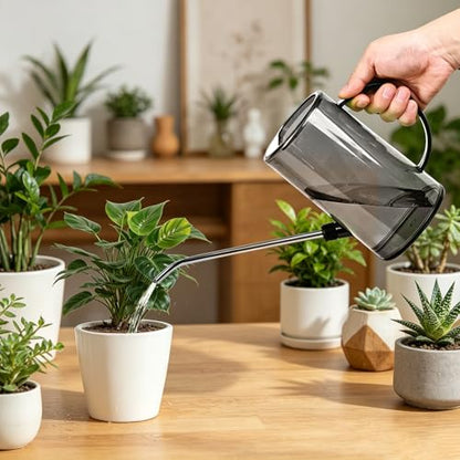Plastic Watering Can - with Long Spout - 1/4 Gallon - 34 Oz - Grey - color: Gray