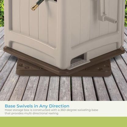 Suncast 225 ft. Swivel Hideaway Hose Reel with Hose Guide and Crank Handle, Mocha/Taupe - color: Mocha/Taupe