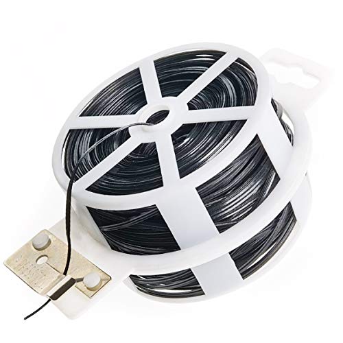 BEADNOVA Twist Tie 328 Feet (100m) Bread Ties Gardening Ties Black Plant Ties Multipurpose Plastic Coated Plant Twist Tie with Cutter for Potted Plants Garden Office and Home - color: 100m