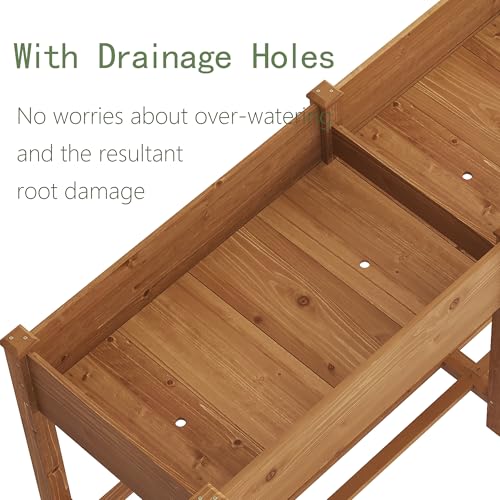 GHWIE Raised Garden Bed with Shelf,Elevated Wooden Planter Box with Legs,Garden Planter for Backyard, Patio, Balcony - color: Brown, size: 72*24*30.7in