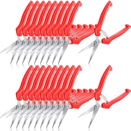 Lasnten 20 Pcs Pruning Shears 7.2" Bud Trimming Scissors, Red - color: Red