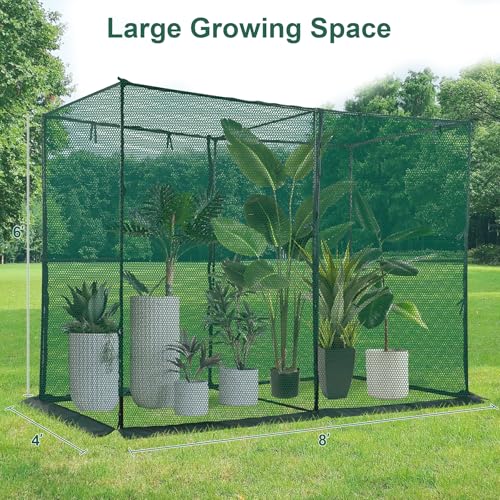 Large Mesh Crop Cage Plant Protection Tent 4 x 8 x 6 Ft - size: 4 x 8 x 6 FT