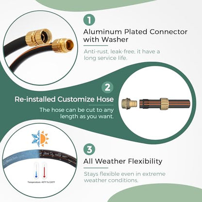 Giraffe Hybrid Garden Hose 5/8" x 25ft, Custom Length, NO Kink, Flexible, Leakproof Hose with Male to Female Fittings, 600 Burst PSI (Pack of 2) - size: 25FT Male Female (Pack of 2)