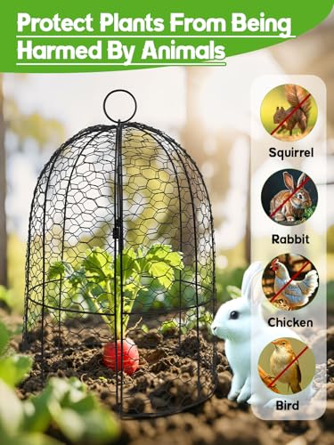 Kalolary 8 Packs Plant Protectors from Animals Large Wire Plants Cage - style: Cloche