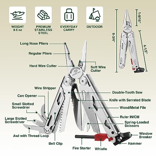 MOSSY OAK 19-in-1 Multitool Pliers Stainless Steel Self-Locking - color: 19-in-1, Silver