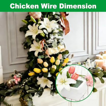 Wire for Floral Arrangements, Green Mesh, 0.6 Inch Hexagonal Galvanized PVC Coated Netting Fence for Crafts, Poultry (16 in x 26 ft) - size: 16 in x 26 ft