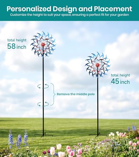 4 Layer Wind Spinners Metal Vine Scroll Kinetic Garden Yard Art Decor - color: Vine