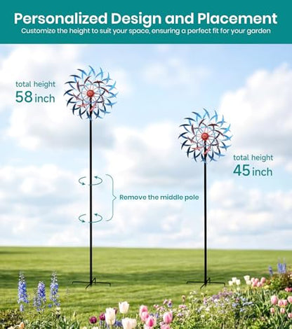 4 Layer Wind Spinners Metal Vine Scroll Kinetic Garden Yard Art Decor - color: Vine
