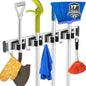 reliahom Broom Holder Wall Mount Mop Hanger Tools organizer 4Racks 5Hooks - color: Black