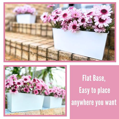 LaLaGreen Hanging Planter Box (14 in, 6 Pack) White Metal Deck Rail Pots - size: 14"(36cm) x 6 pack