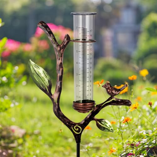 Rain Gauge Outdoor, Metal Rain Gauge with Stake