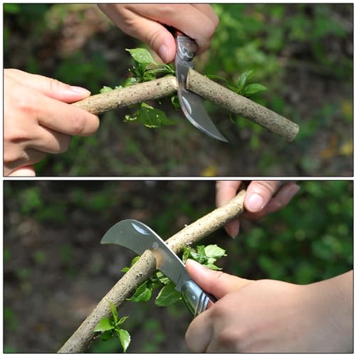 Linsen Outdoor Pruning & Grafting Knife, Stainless Steel Garden Budding Tool, Folding Pocket Multi-Cutting Knife for Weeding & Bushes
