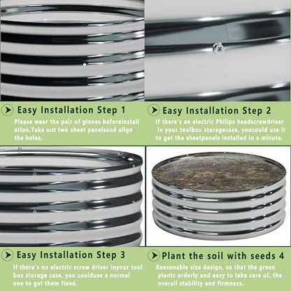 DIIYIV Galvanized Raised Garden Bed,3x3x1FT,3PCS,Silver - size: 3x3x1(3PCS)