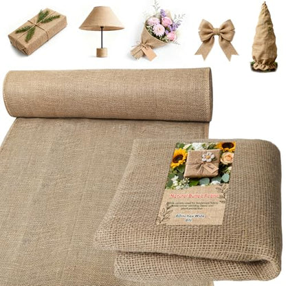 Burlap Fabrics Roll Natural Jute Burlap Garden Tree Wrap Outdoor Weed Barrier DIY Fall Halloween Craft Winter Frost Plant Landscape Blankets Cloth for Plant Gardening Shrubs (60in*6ft) - size: 60in*6ft