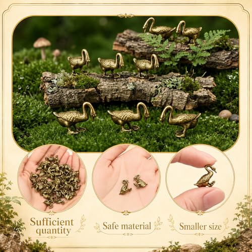 Civaner 50 Pcs Mini Brass Goose, Small Goose, Mini Metal Animals Statue - style: Goose