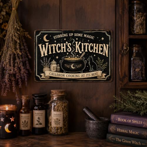 Halloween Metal Art Sign Witch's Kitchen Cauldron Cooking Decor - color: 10A