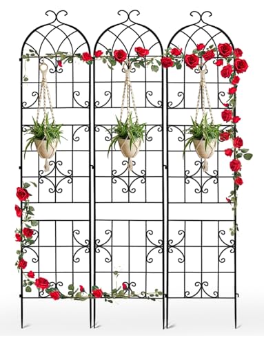 unho Metal 86.6 * 18.7" Garden Trellis 3-Packs for Climbing Plants - size: 3PCS Model② 86.6"x18.7"