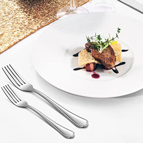 LIANYU Salad Forks Set of 12, 6.7 Inches Stainless Steel Appetizer Dessert Forks Silverware, Scalloped Edge, Dishwasher Safe