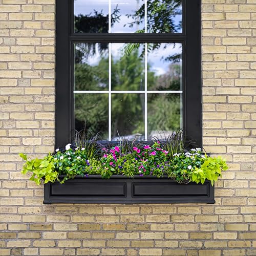 Mayne Nantucket 60in Self-Watering Rectangular Window Box Planter, Black - color: Black, size: 60in