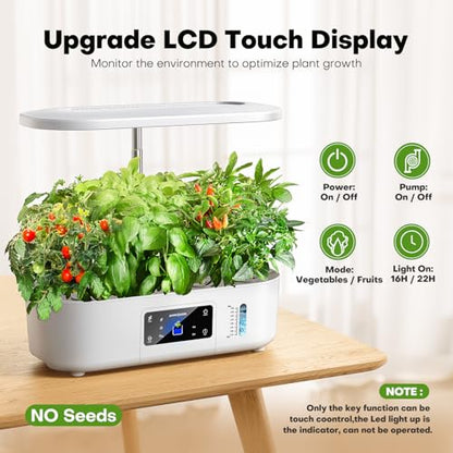 Ahopegarden Hydroponics Growing System: 12 Pods with Touch Control Panel - color: Ivory White